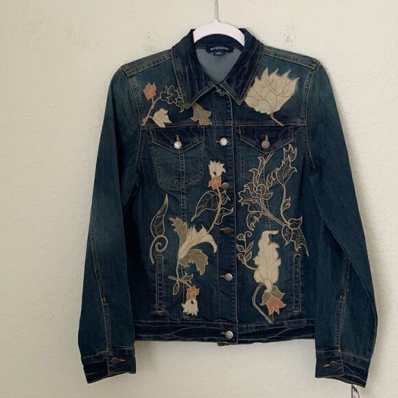 Bandolino Cotton Blend Denim Embroidered Jacket Women’s Size S - Picture 1 of 11